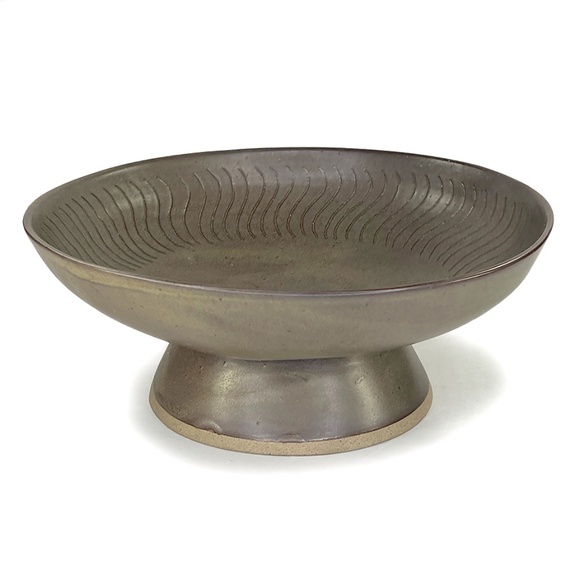 Marshall Studios Gordon Martz 1960s Indiana Stoneware Footed Salad Serving Bowl - Picture 1 of 5